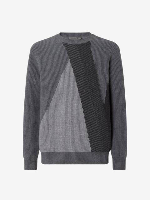 CORNELIANI Grey wool and cashmere crew neck jumper