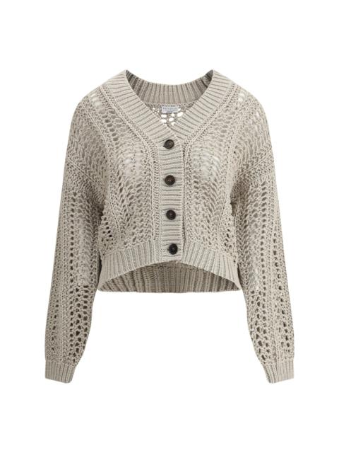 Brunello Cucinelli Women Cardigan In Perforated Knit