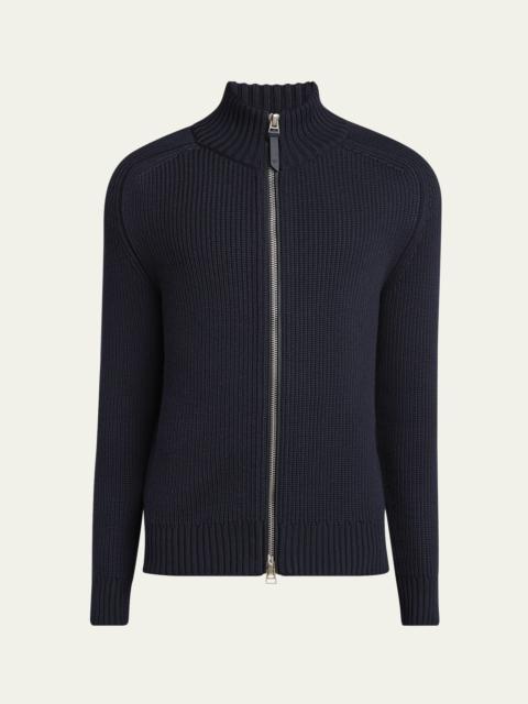 Men's Ribbed Full-Zip Sweater
