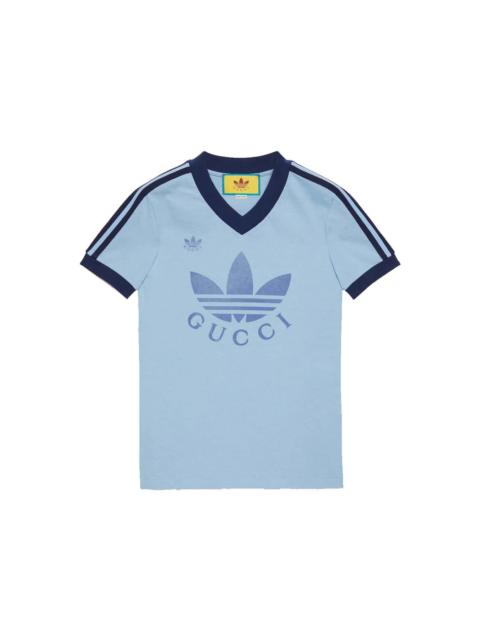 GUCCI Gucci x adidas V-Neck T-Shirt Light Blue