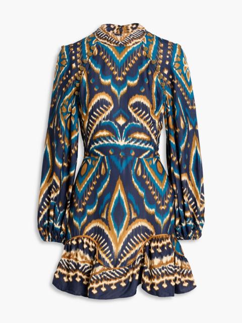 FARM RIO Printed satin mini dress