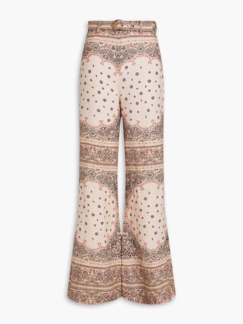 Zimmermann Belted paisley-print linen flared pants