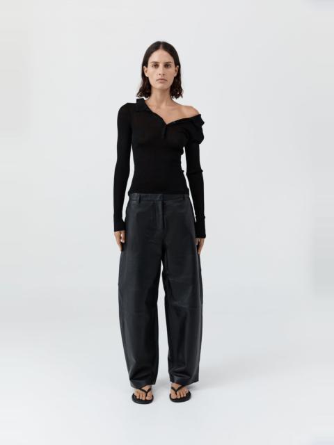 ST. AGNI Petit Polo Knit Top - Black