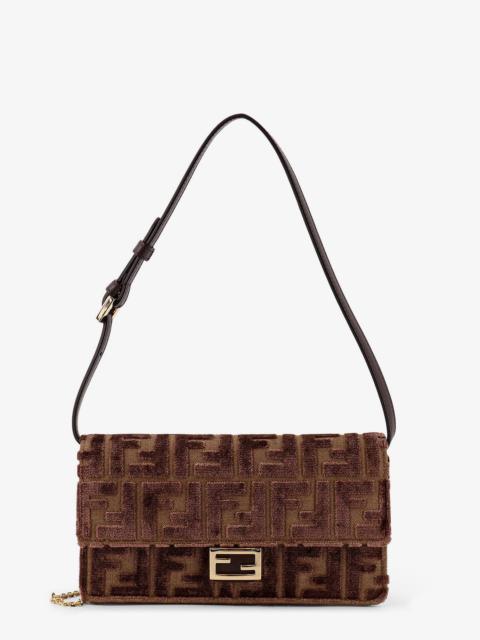 FENDI Fendi Women Wallet On Chain Baguette Ff Velvet Jacquard Bag
