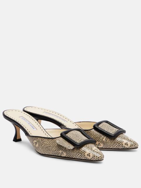 Manolo Blahnik Maysale 50 snake-effect leather mules