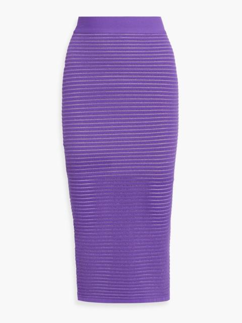 Other Designers Burnout-effect ribbed-knit midi pencil skirt