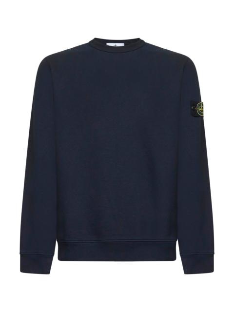 Stone Island Blue brushed organic cotton crewneck sweatshirt