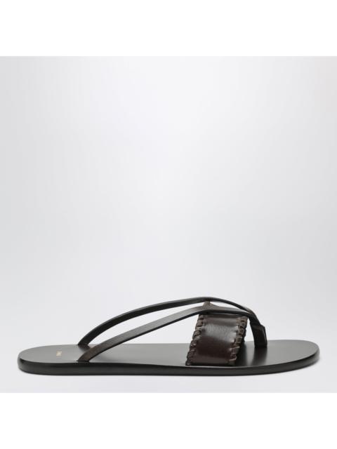 JUDE Jude Brown Leather Flip-Flop Sandals Women