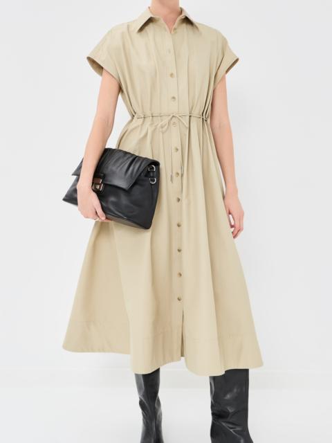 BRANDON MAXWELL The Blake Short Sleeve Shirt Dress with Eyelet Waist