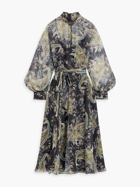 Other Designers Cutout paisley-print chiffon midi dress