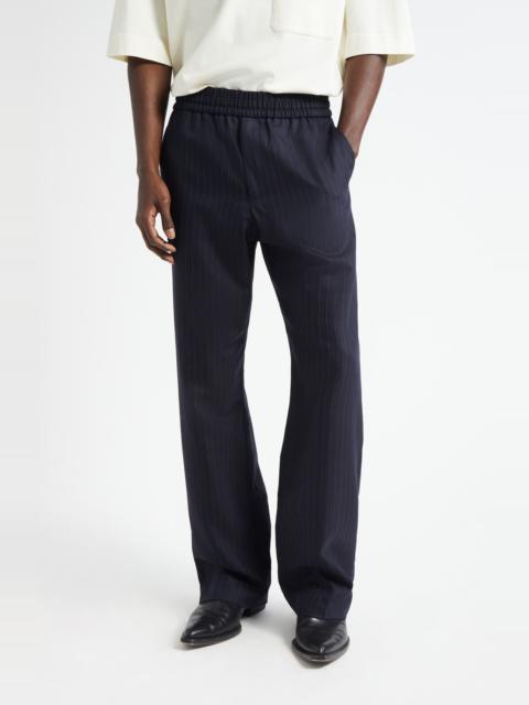 Golden Goose Golden Goose Journey Pinstripe Wide Leg Pants in Dark Navy at Nordstrom