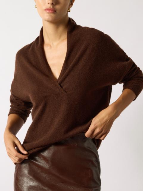 BROCHU WALKER The Siena Wrap Neck Cashmere Pullover