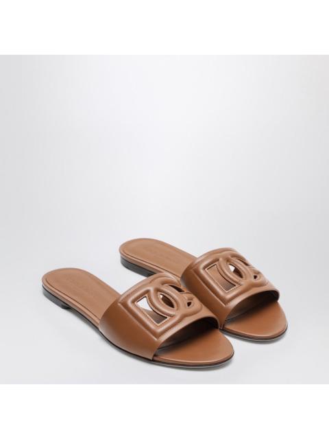 Dolce & Gabbana Dolce&Gabbana Brown Leather Slides With Dg Logo Women