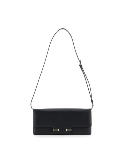 TOM FORD Black Crossbody Bag With Adjustable Shoulder Strap And T Plaque Closure In Grained Leather Woman