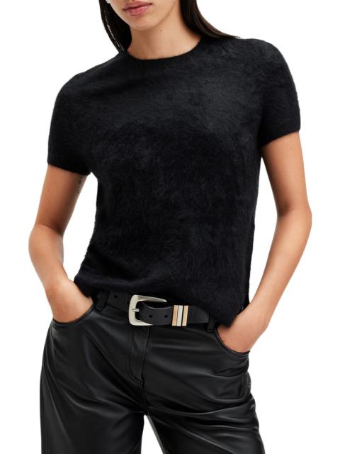 ALLSAINTS AllSaints Rebel Short Sleeve Cashmere Sweater in Black at Nordstrom