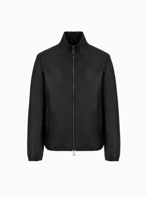 EMPORIO ARMANI Semi-aniline nappa lambskin blouson with full-length zip