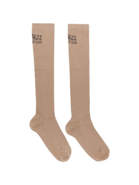 MM6 Maison Margiela Tan Knee-High Socks