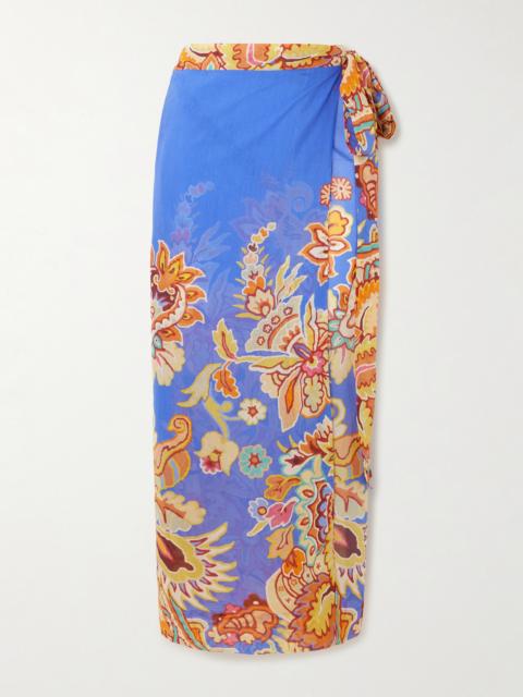 Etro Printed Cotton And Silk-blend Voile Pareo