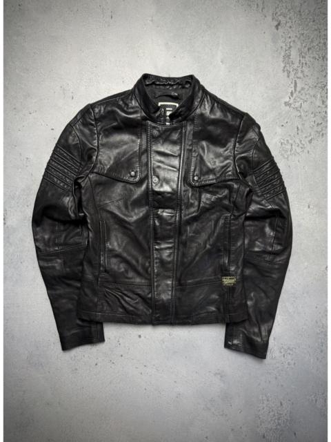 Other Designers G-Star - G Star Raw Biker Deanie Leather Jacket Logo Moto Racing y2k