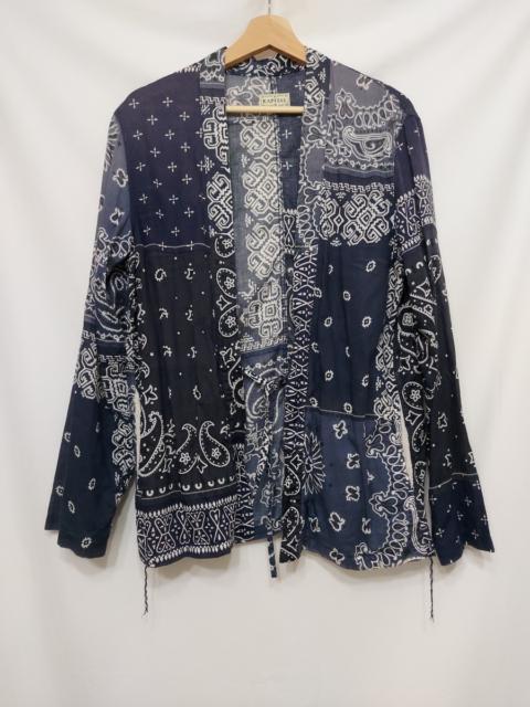 Kapital Blue Bandana Paisley Patch Kimono Kakashi Shirt Jacket