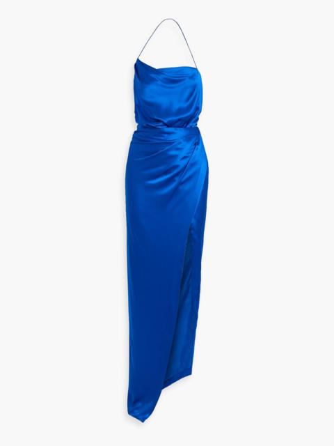 THE SEI Draped silk-satin halterneck gown