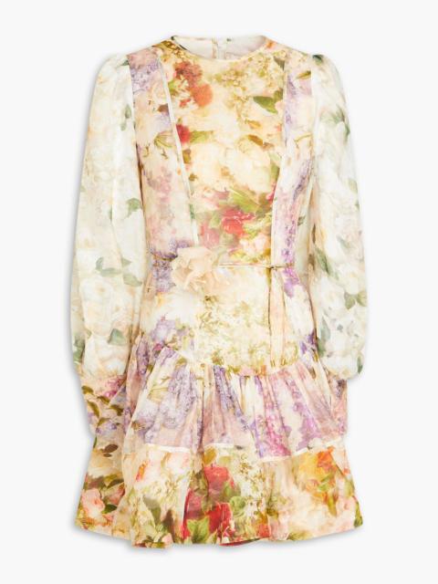 Zimmermann Floral-print linen and silk-blend gauze mini dress