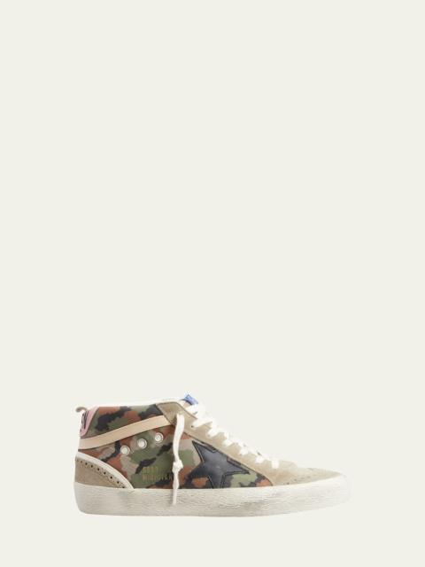 Golden Goose Mid Star Camo Wing-Tip Sneakers