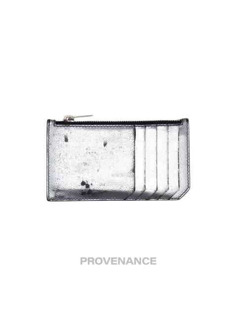 Saint Laurent Paris SLP Fragment Zip Card Wallet - Metallic Silver