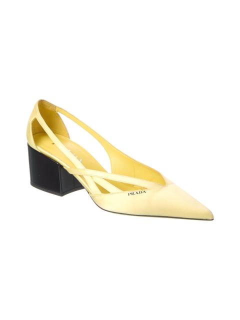 Prada Prada Logo Satin Pointy-Toe Pump