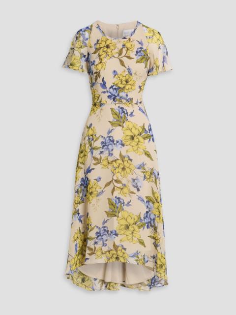 Other Designers Ruffled floral-print crepon midi dress