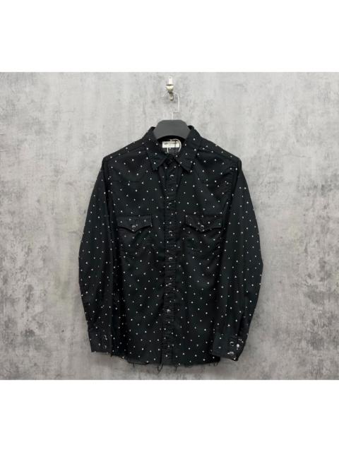SAINT LAURENT Saint Laurent — "Starry Sky" Distressed, Sculpted-Fit Shirt with Obsidian Button Placket