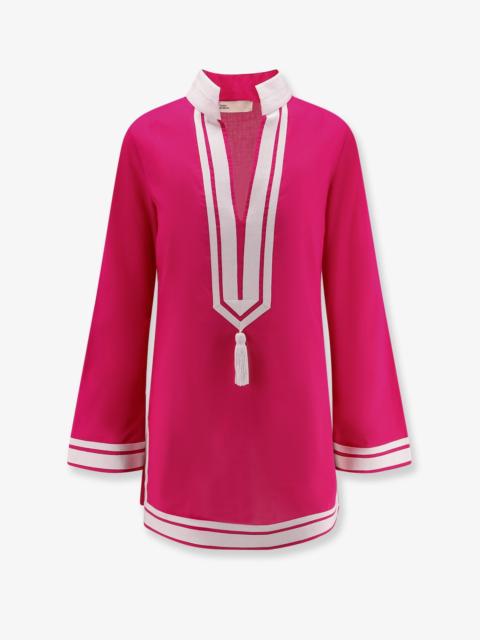 Other Designers TORY BURCH - Tory Burch Cotton Short Dress With Contrasting Profiles