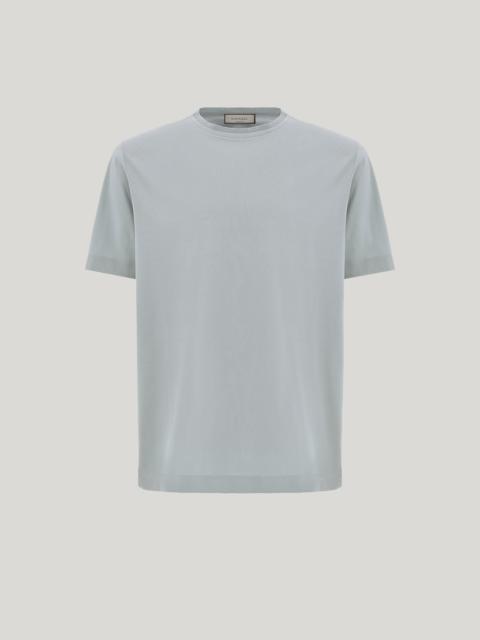 Canali BRIANZA GREEN LISLE COTTON T-SHIRT WITH DOUBLE COLLAR