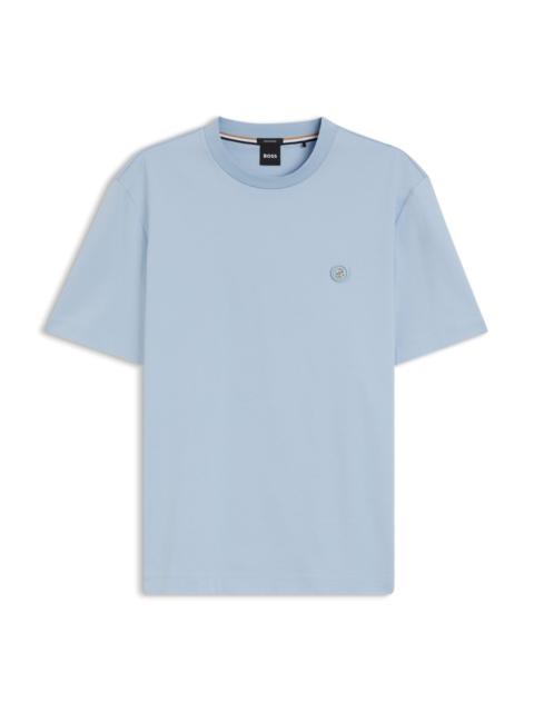 BOSS MERCERIZED-COTTON T-SHIRT WITH DOUBLE B MONOGRAM