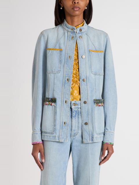 Valentino Valentino Garavani Contrast Border Denim Jacket at Nordstrom