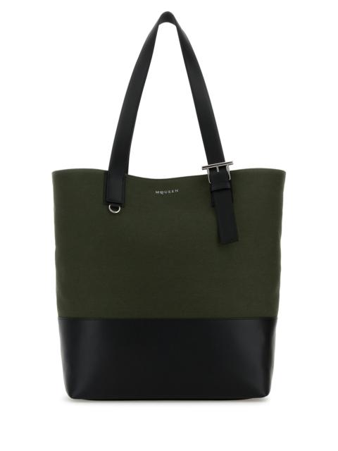 Alexander McQueen Army green canvas shopping bag