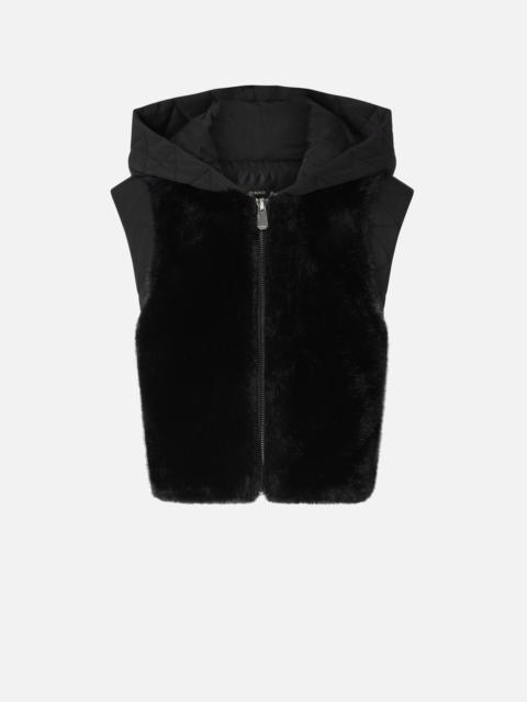 PINKO PADDED FAUX FUR GILET WITH HOOD