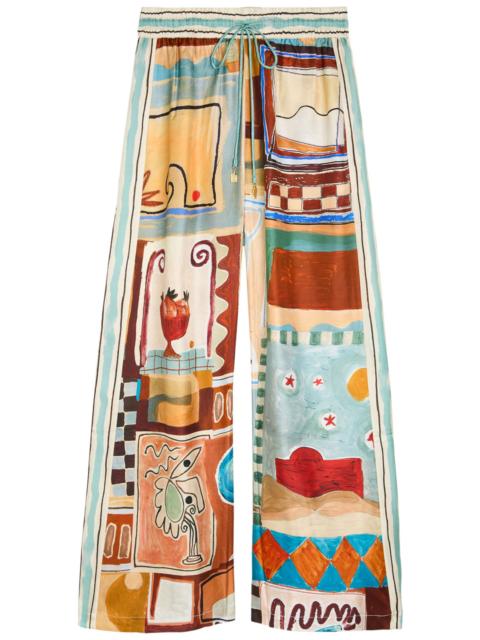 ALÉMAIS Alemais Michelle Printed Wide-leg Silk Trousers