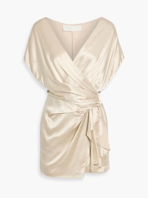 Other Designers Wrap-effect silk-satin mini dress