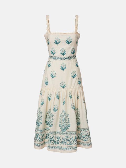 Agua by Agua Bendita Nispero Ceiba floral linen midi dress