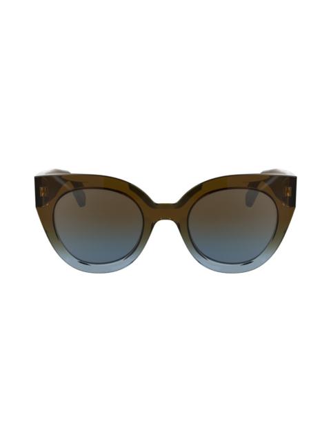 Longchamp Longchamp Heritage 49mm Small Round Sunglasses in Transparent Gradient Brown/azu at Nordstrom