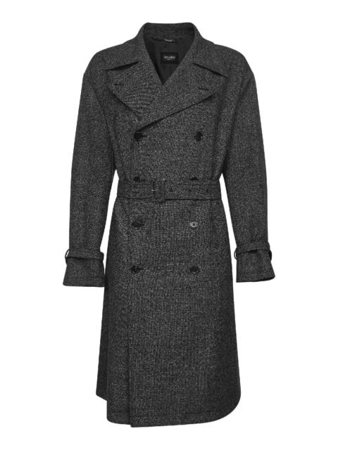 Dolce & Gabbana Grey dotted wool double-breasted trench coat