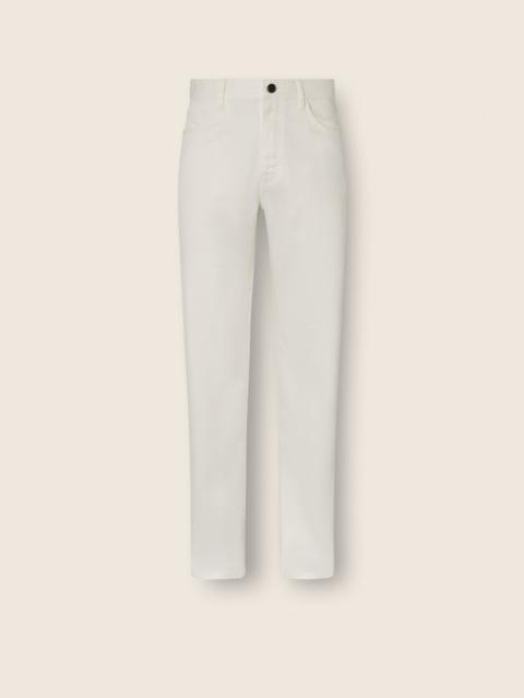 ZEGNA WHITE STRETCH COTTON AND LINEN ROCCIA PANTS