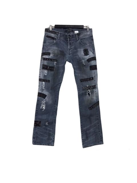 Other Designers IN THE ATTIC Distressed Denim Dirty Patches Jeans