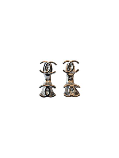 CHANEL Chanel Double CC Drop Earrings Silver