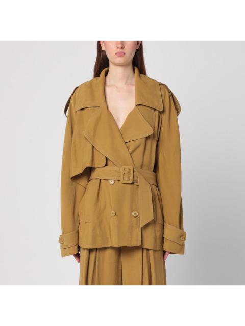 The Andamane - THE ANDAMANE Double-breasted overcoat in ochre yellow