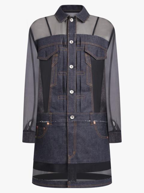 sacai SHEER X DENIM L/S SHIRT DRESS | INDIGO