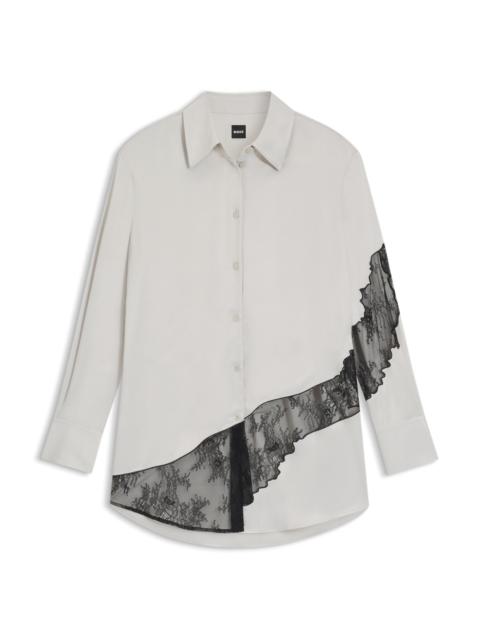 BOSS REGULAR-FIT BLOUSE WITH LACE DETAILS