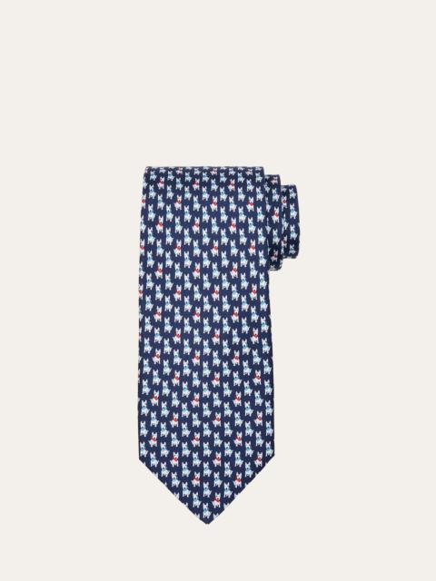 Men's Terrier-Print Silk Tie