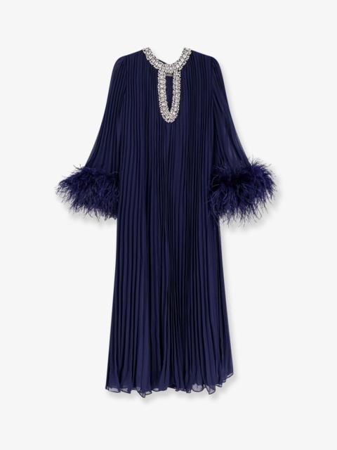 self-portrait Self Portrait Chiffon Long Dress With Ostrich Feathers